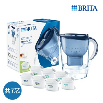 [家速配]BRITA馬利拉濾水壺-藍(共7芯) MXPRO全效+去水垢