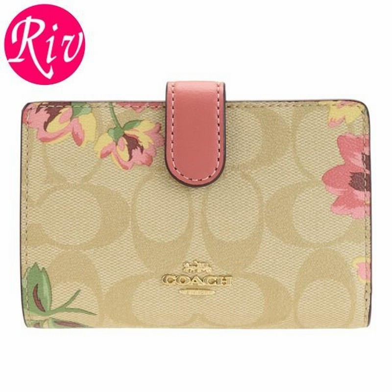 コーチ COACH 財布 折財布 二つ折り 花柄 シグネチャー