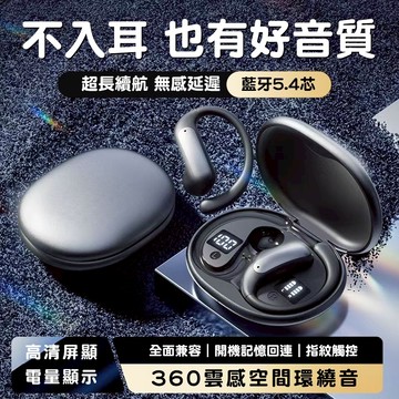 隔日配🔥耳掛式藍芽耳機 超長續航AI降噪高清通話 不入耳OWS開放式運動耳機 高音質重低音360°全景音效 耳掛式耳機