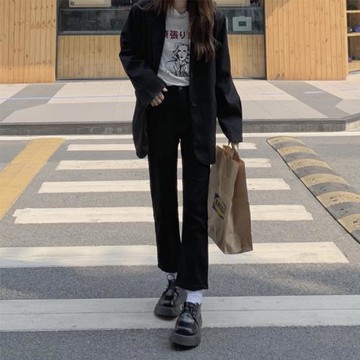 高腰黑色牛仔褲女直筒褲顯瘦煙管褲2025年秋季小個子大碼胖MM褲子