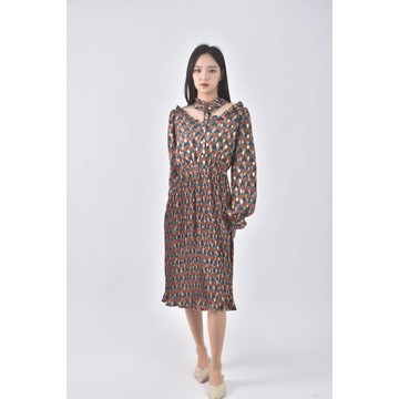 (S) j deluxe質感花紋綠色洋裝二手衣