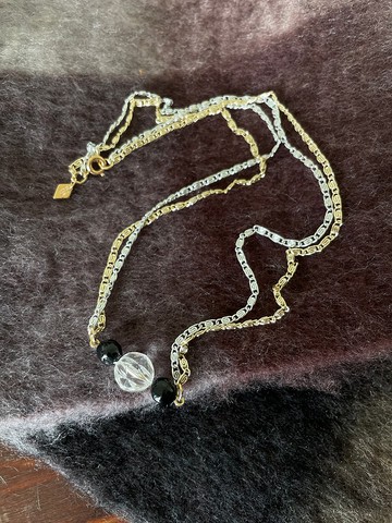 -古董金銀雙色迴紋針串珠項鍊 SARAH COVENTRY  N227