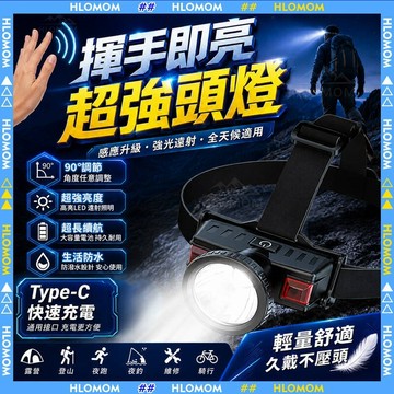 HLOMOM✨强光迷你感應頭燈 修車燈 工作燈 釣魚燈 登山燈 露營燈 照明燈 頭燈 爆亮頭燈 超亮頭燈 充電頭燈應急燈