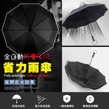 [現貨]現貨 下殺 安全反光折疊雨傘大號全自動反向車用傘晴雨兩用傘女傘男士黑科技 全自動折疊反向省力雨傘