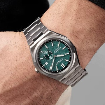 CITIZEN 星辰 Zenshin 60 新鈦度漸層機械錶/綠/40.5mm/NK5020-58X