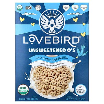 Lovebird, 有機無穀物麥片圈，未增甜，7 盎司（198 克）