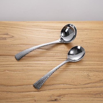 出口18-10不銹鋼304深湯勺錘紋勺盛湯家用餐勺大口喝湯勺子小湯殼