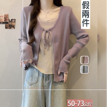 假兩件針織綁帶上衣(2色) F【156261X】【現+預】☆流行前線☆