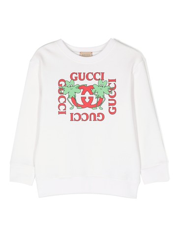 GUCCI CHILDREN Interlocking G four-leaf clover print cotton oversize sweatshirt Girl