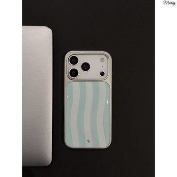 iphone保護殼.原創加厚高品質波紋薄荷綠電鍍玻璃殼蘋果17promax手機殼161514131211小眾高級