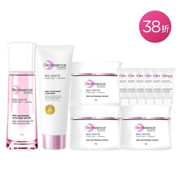 【Bio-essence 碧歐斯】超能煥白極光亮膚霜50gx3+超能煥白極光亮膚霜5gx6+超能煥白極光精華水 100ml+超能煥白極光潔面乳100g