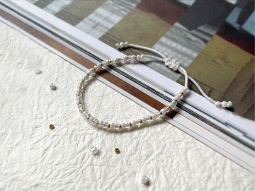 Found.Myth 莉蒂雅午後時光手鍊 奶油波璃珠 手工製 可伸縮