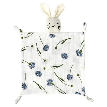 純色質感小動物純棉紗布安撫巾  28 x 28cm  兔 + 蒲公英 白色  1件