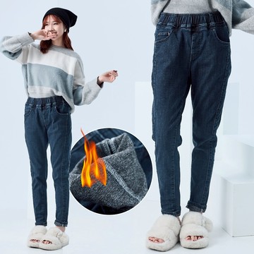 暖呼呼 長腿內磨毛保暖男友褲-【161-7624】