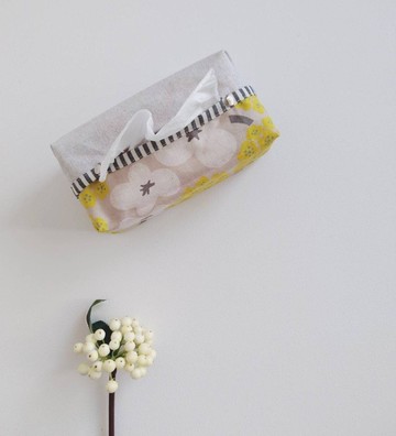 【ITS/芯緹衛生紙套】北歐棉花亮黃 日本布 銀蔥 條紋 可加購掛繩