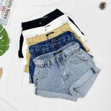 泫雅同款網紅多色牛仔短褲女高腰小個子穿搭a字寬松闊腿超短熱褲