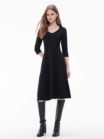 超激瘦公主七分袖針織長洋裝