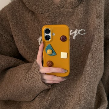 復古薑黃簡約17 高級感ins韓系適用iphone16promax手機殼 15 14 13 保護套 蘋果保護殼