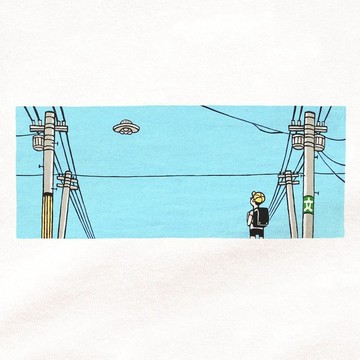 短袖 T 恤『通學路與 UFO' 男款 女款 白色