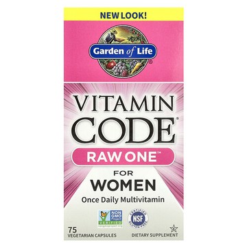 Garden of Life, Vitamin Code，RAW One，女士專用每日一粒原生態多維生素，75 粒素食膠囊