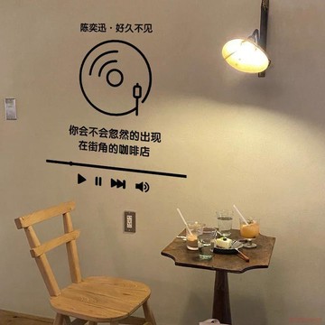 桃園出貨✨有趣的音樂播放器貼紙 甜品咖啡店玻璃牆面裝飾歌詞牆貼 歌詞可換