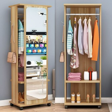 全身鏡 穿衣鏡 衣帽櫃 儲物櫃 置物櫃 收納櫃 掛衣櫃 全身鏡儲物櫃 穿衣鏡全身鏡家用試衣鏡落地鏡可移動旋轉臥室宿舍簡約少女全身鏡櫃