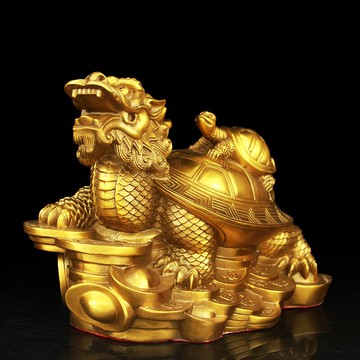 銅龍龜擺件招財鎭宅化煞純銅八卦金錢母子龍龜葫蘆化小人大號