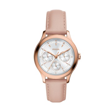 FOSSIL Brynn 粉色皮革玫瑰金三眼手表 BQW8021 附提袋