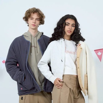 【Herschel】 官方直營 中性搖粒絨雙面穿外套-白/深灰 H5551423