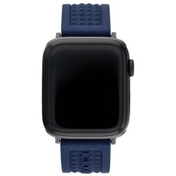 COACH Apple Watch 錶帶 42/44/45mm適用 矽膠錶帶-海軍藍x黑扣 新年開運 送禮推薦 (不含手錶)