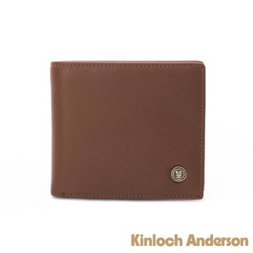 【Kinloch Anderson】Hogan 圓標雙窗式短夾-栗葉棕