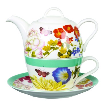 英國Churchill Queens子母壺+碟(RHS皇家園藝學會授權-花園彩蝶)