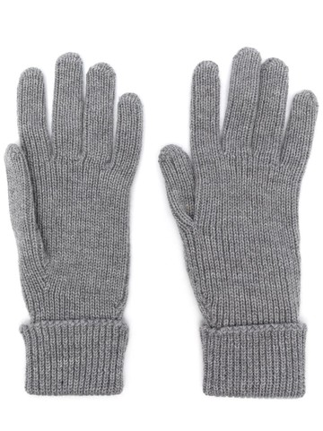 Woolrich - logo-patch knitted wool gloves - men - Virgin Wool - L - Grey