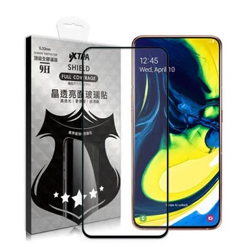 VXTRA 全膠貼合 三星 Samsung Galaxy A80 滿版疏水疏油9H鋼化頂級玻璃膜(黑) 玻璃保護貼