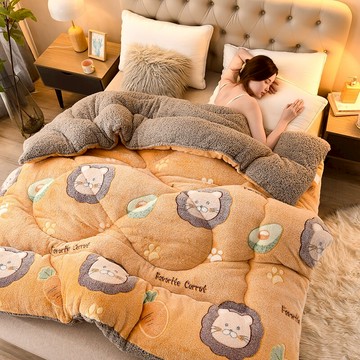 卡通雪花牛奶絨被子冬被加厚冬季保暖雙面羊羔絨棉被芯褥子法蘭絨