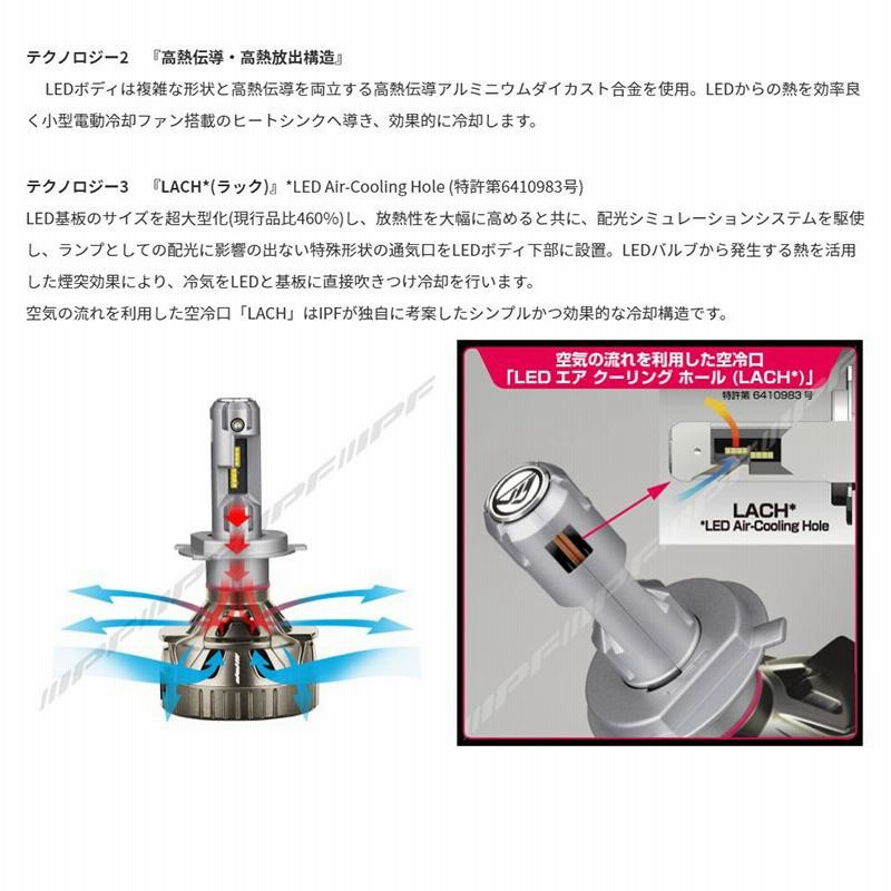 F341HLB IPF H4 ヘッドライト専用LEDバルブ 純白色6500K 5400lm/3800lm