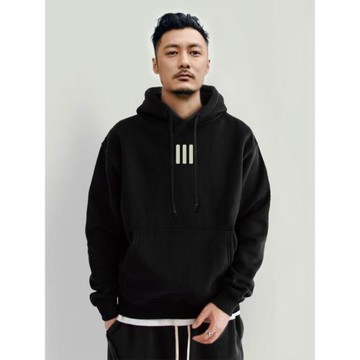 倉石一樹潮牌三條杠美式連帽衛衣男士春秋款2024加絨加厚高街外套