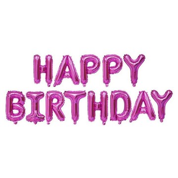生活King 可懸掛生日快樂字母氣球 HAPPY BIRTHDAY  桃紅色  1組