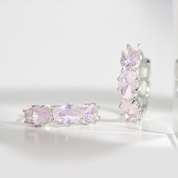 韓國飾品官方直營【WING BLING】925銀蛋型粉晶耳扣式耳環 (閨蜜禮物 | 情人送禮 | 天蠍座生日禮物🎁)