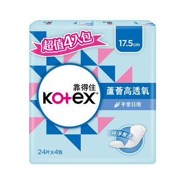 【Kotex 靠得住】蘆薈高透氧護墊 無香（17.5cm）24片x4包
