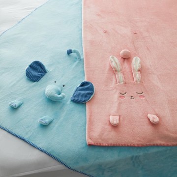 狐狸菇菇抗菌造型法蘭絨毯-兔子