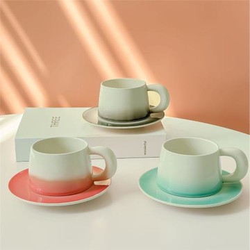 高檔精致咖啡杯碟套裝日式復古陶瓷馬克杯高檔精致拿鐵杯子高級感