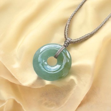 冰糯綠翡翠平安扣編織項鍊 | 天然緬甸玉翡翠A貨 | 送禮