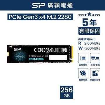 SP廣穎 P34A60 256GB NVMe Gen3x4 PCIe SSD 固態硬碟(SP256GBP34A60M28)