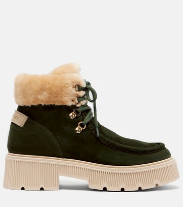 Bogner Turin shearling-trimmed suede lace-up boots
