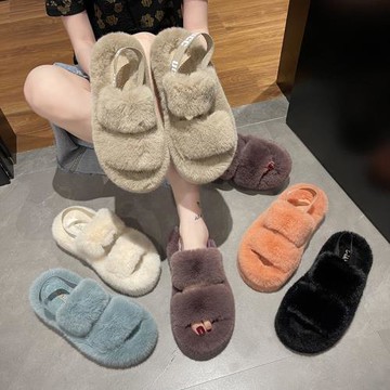 women flat sandals ladies shoes plus size 43毛絨休閑女士涼鞋