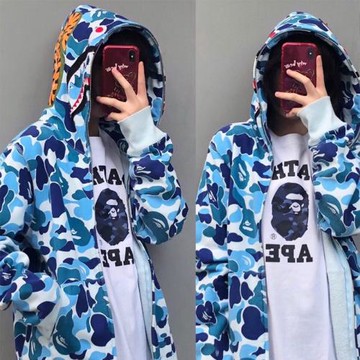BAPE秋季情侶衛衣女生高街鯊魚