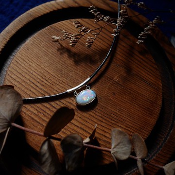 馬賽克彩光澳洲蛋白石項鍊