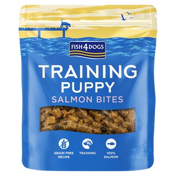 FISH4DOGS 幼犬適用訓練零嘴 鮭魚脆丁 無穀配方 100% 鮭魚  80g  1包