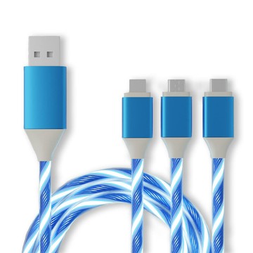 Type C公 - C公 智能斷電款三合一流光充電線 充電秒閃氛圍流光 夜晚充電不再摸黑 滿足所有手機型號